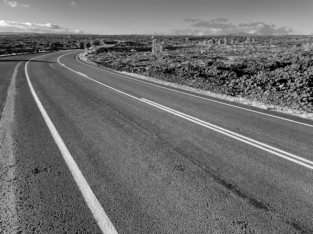 road across recent lava flow