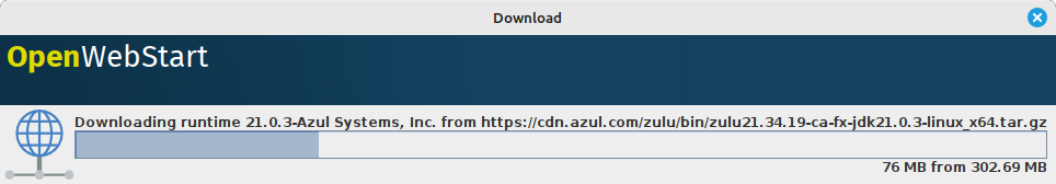 openwebstart downloading a Java runtime