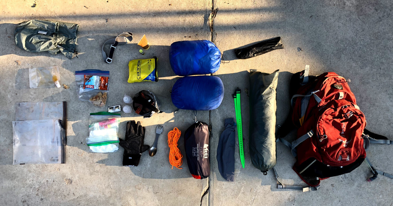 my overnight ultralight backpacking gear list