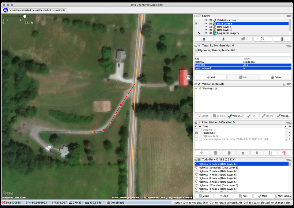 JOSM TIGER alignment screenshot