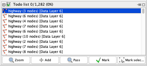 JOSM ToDo list screenshot
